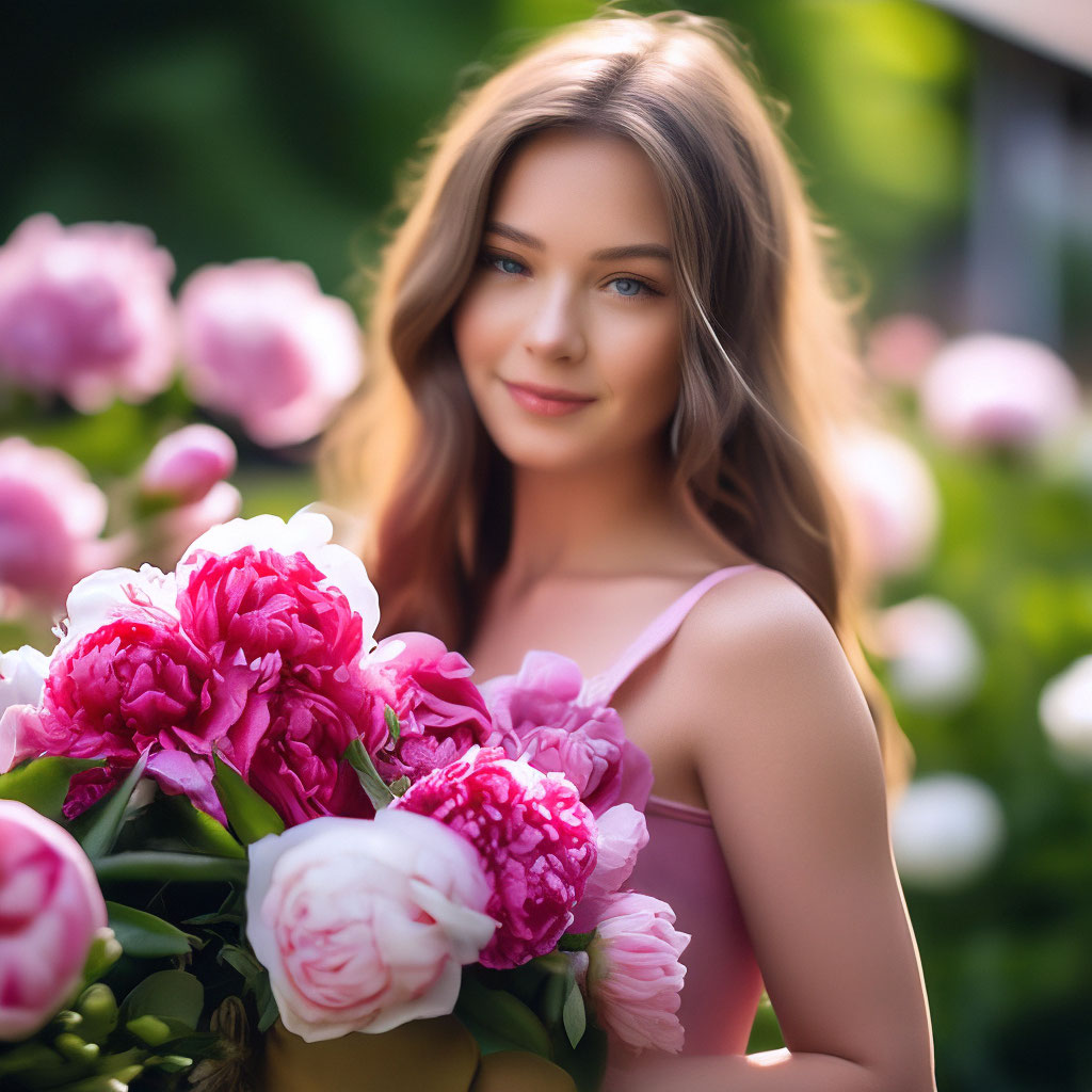 Девушка с пионами