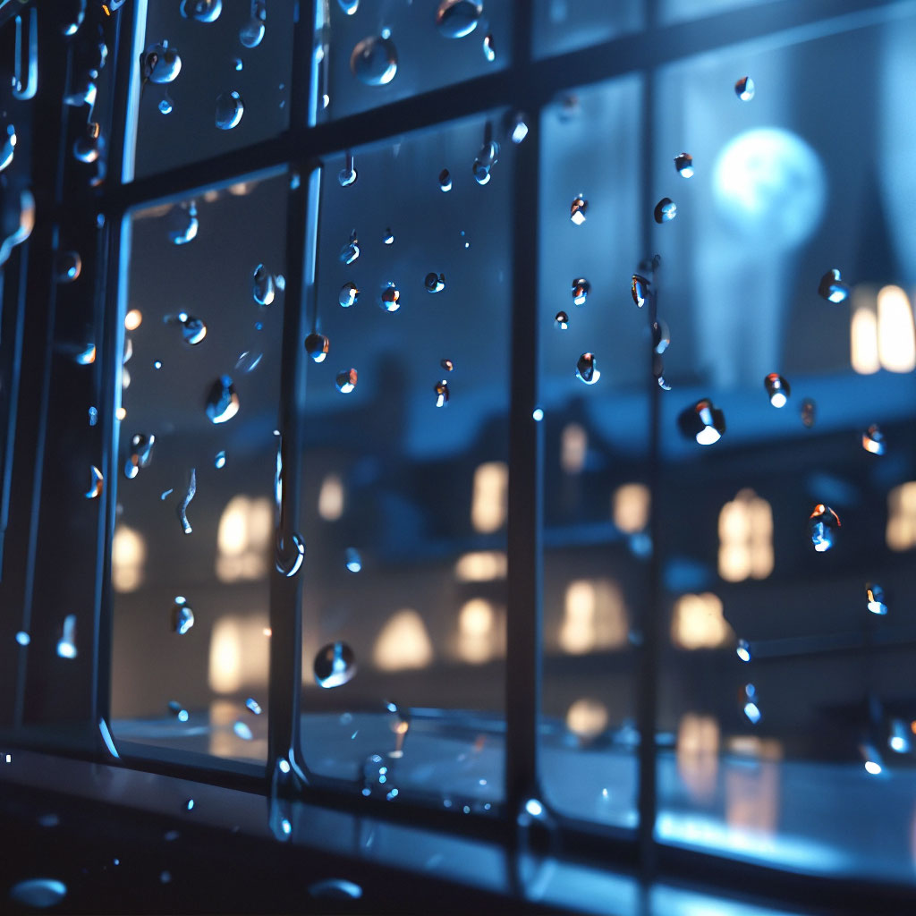 Капли дождя на оконном стекле, …» — создано в Шедевруме