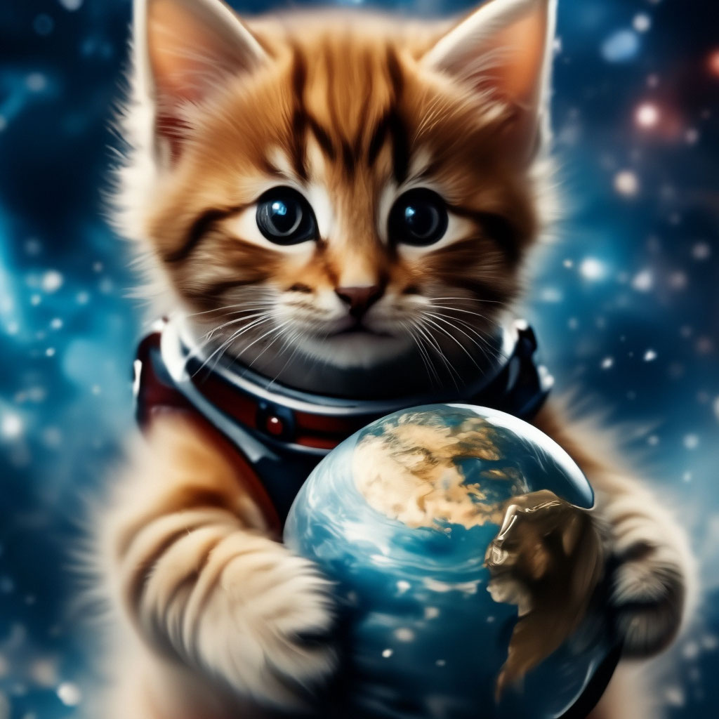 Прелестный милый котенок в космосе …» — создано в Шедевруме