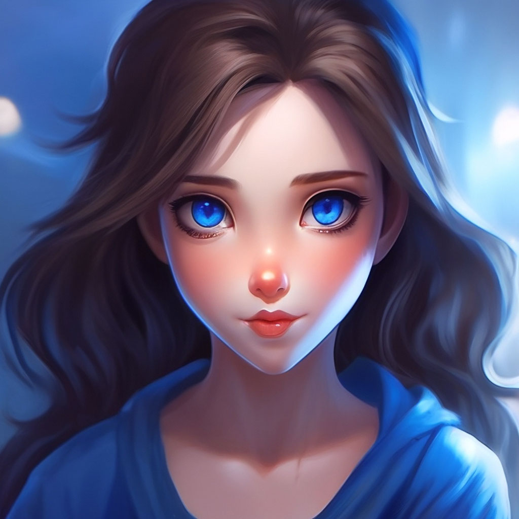 Девушка с большими голубыми глазами…» — создано в Шедевруме
