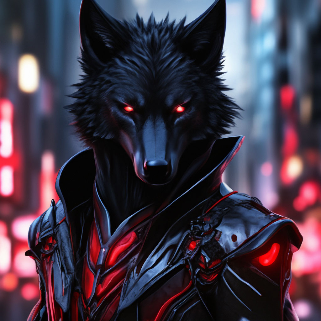 Чёрный волк,вампир,в стиле аниме…» — создано в Шедевруме