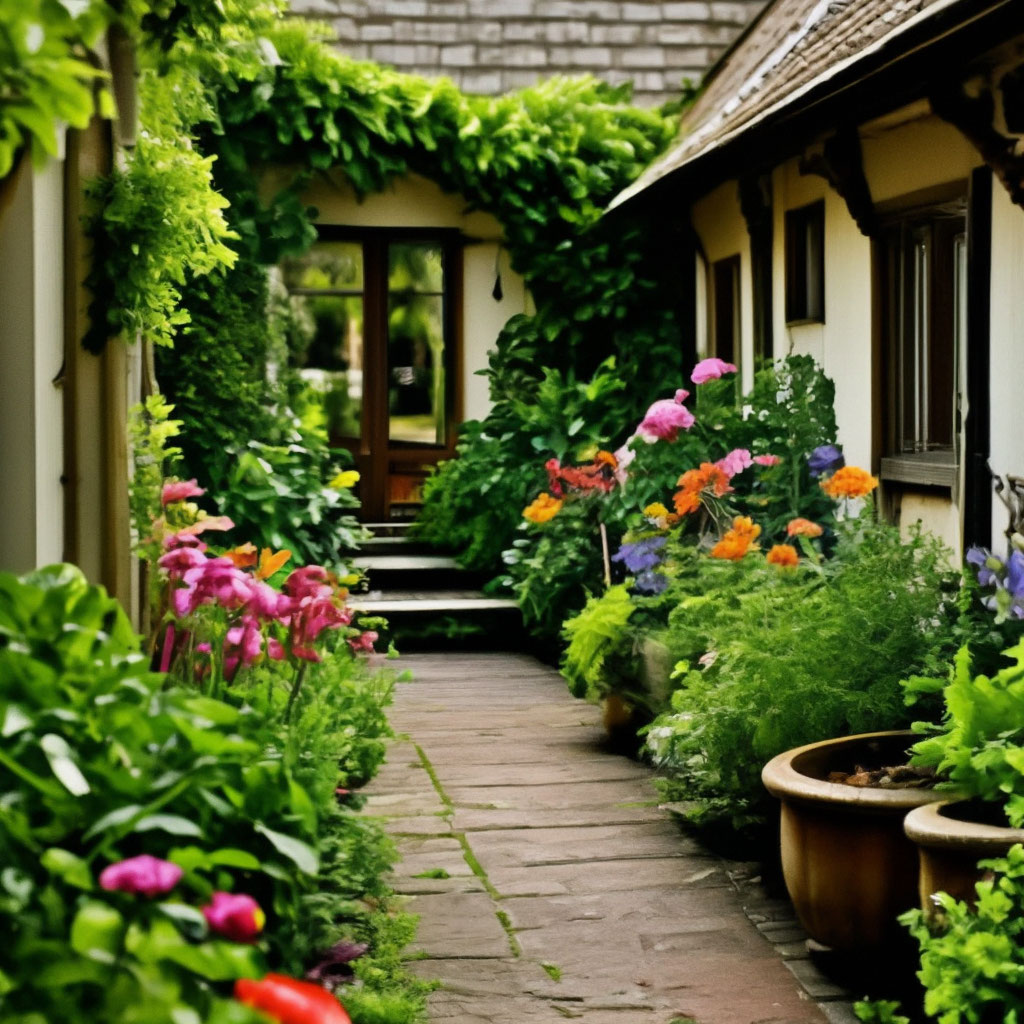как украсить двор частного дома цветами | Дзен