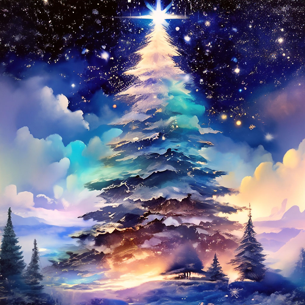 Акварель,новогодняя елка, тонкая …» — создано в Шедевруме