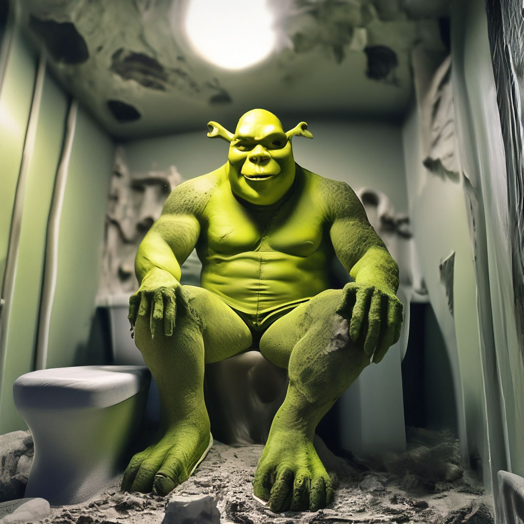 Huge shrek is sitting on the…