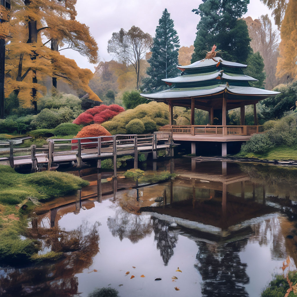 Японский сад в ботаническом саду летом - 50 фото