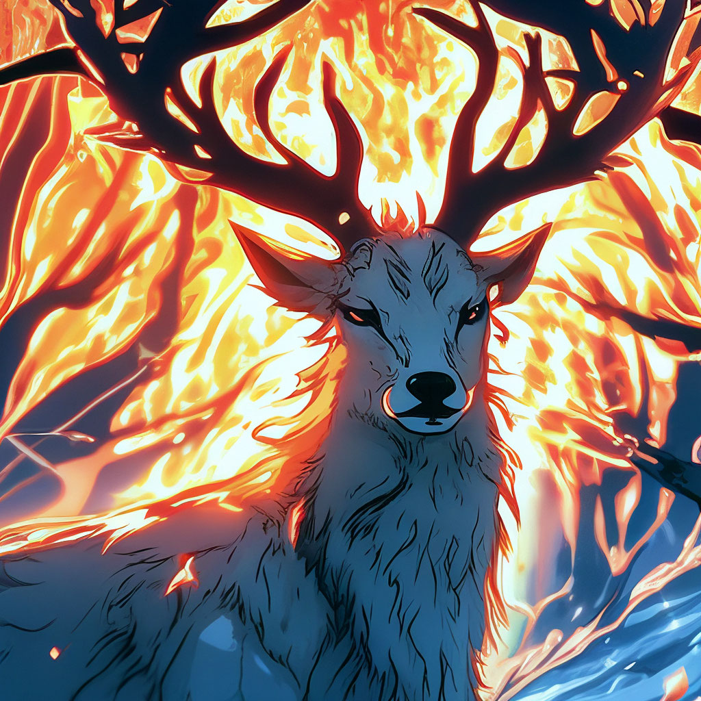 Огненный олень марал с ледяным …» — создано в Шедевруме