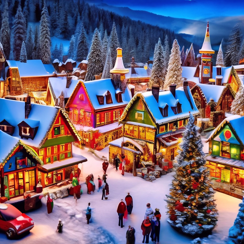 Композиция «Рождественская деревня» - Купить на sapsanmsk.ru