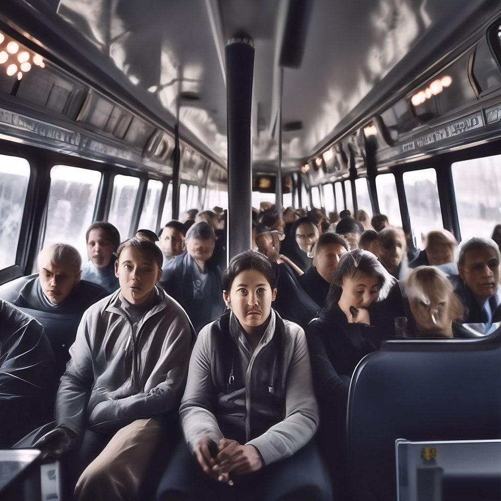 A bus full of people from inside  created in Shedevrum