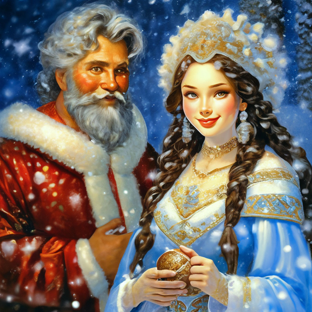 Дед Мороз и Снегурочка арт - 73 фото
