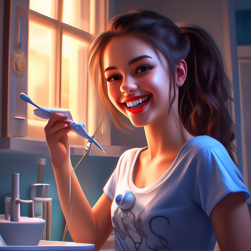 Девушка 18+ красивая чистит зубы» — создано в Шедевруме