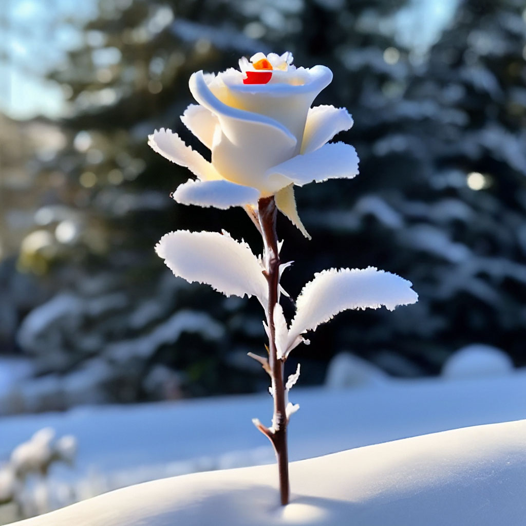 Фото по запросу Роза снегу