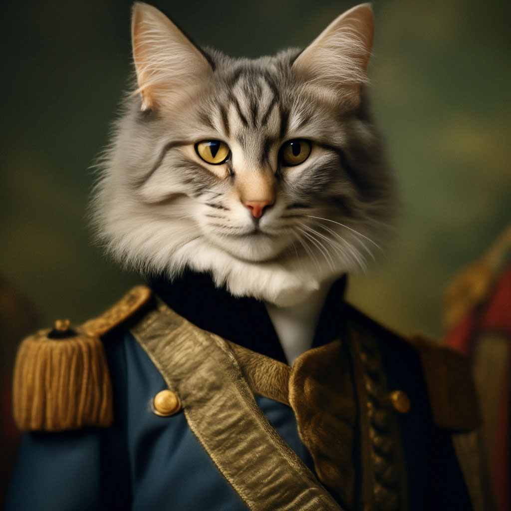 Серый кот в генеральской форме 18 …» — создано в Шедевруме