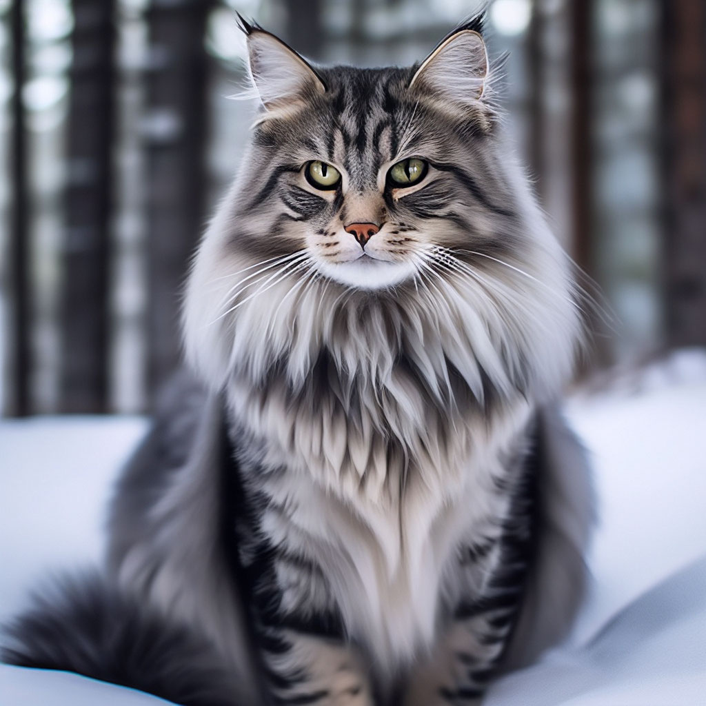 Кошка норвежская лесная бело-темно-…» — создано в Шедевруме