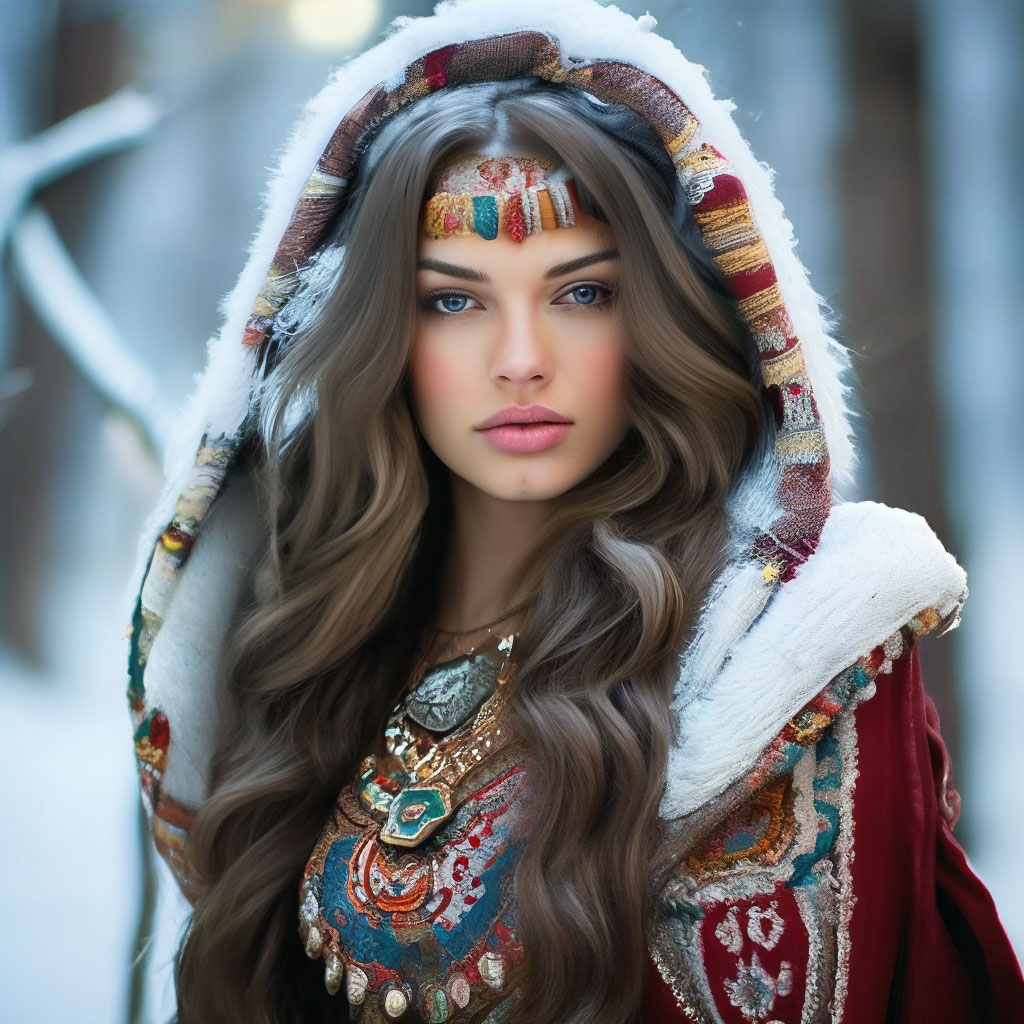 Зима. цыганская красивая девушка» — создано в Шедевруме