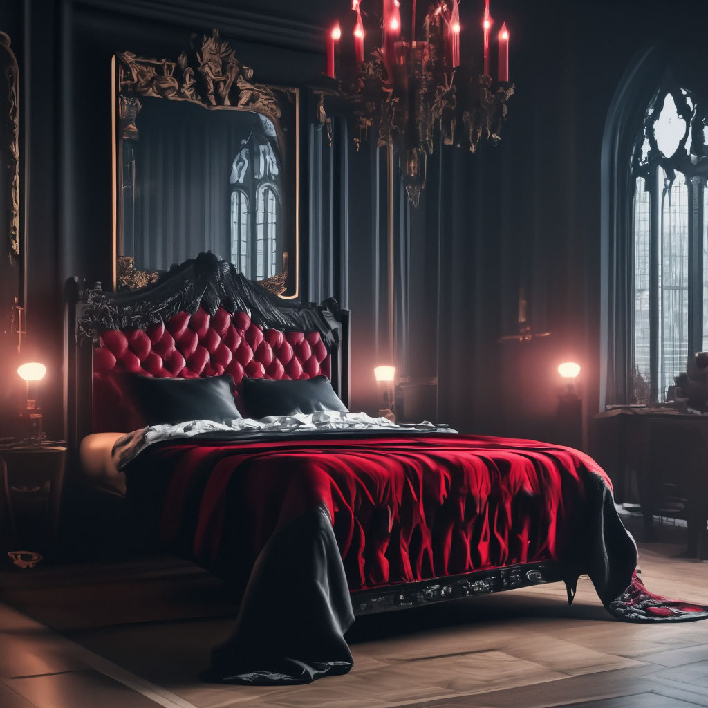 Спальня в черно красном цвете