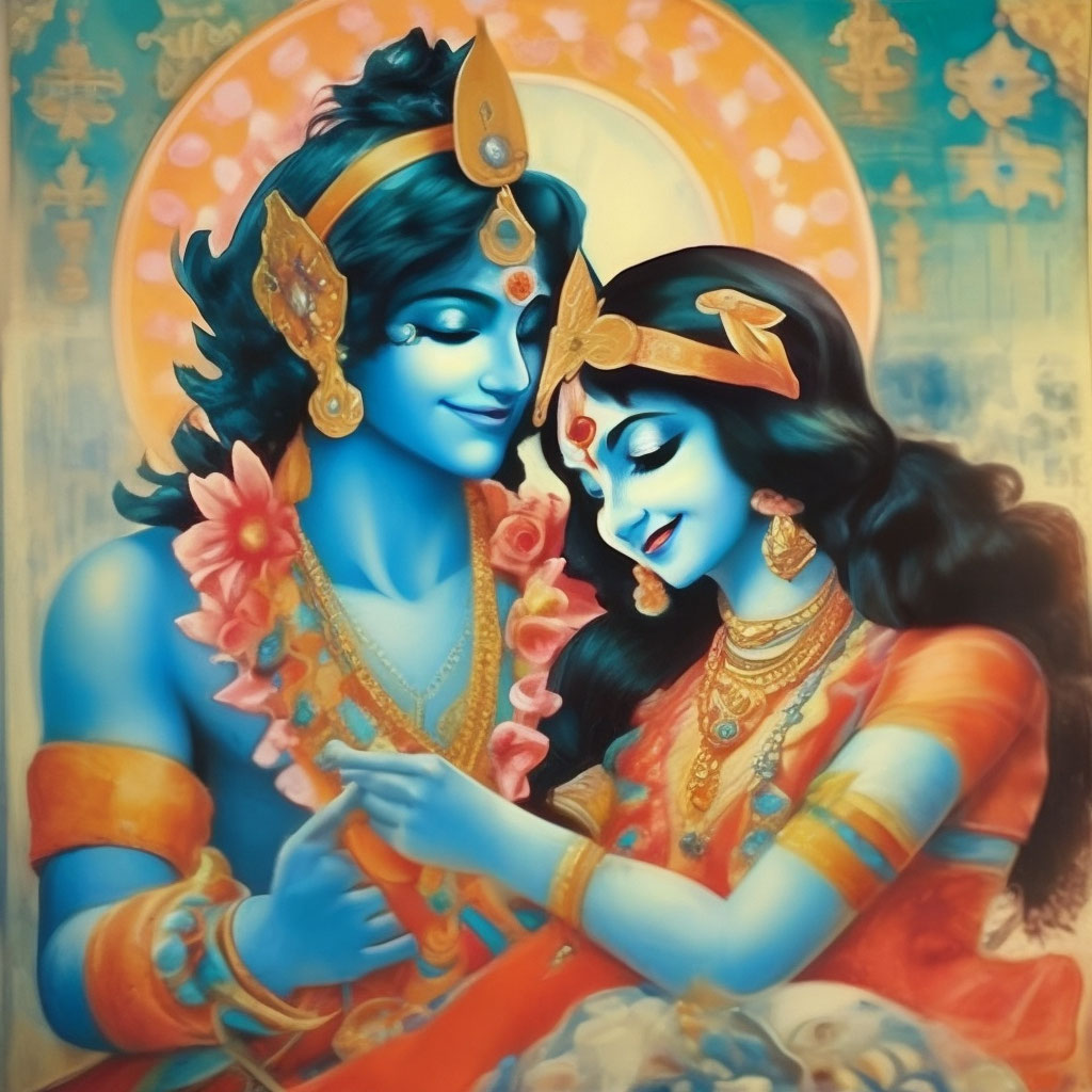 Амулет Радха Кришна символ любви на шнурке 3см