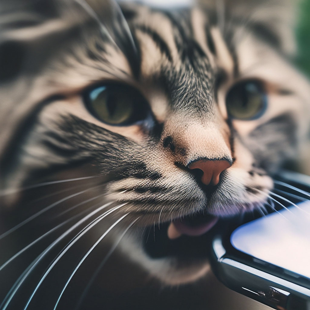 Cat licking screen на Андроид скачать бесплатно. Живые обои для Android.