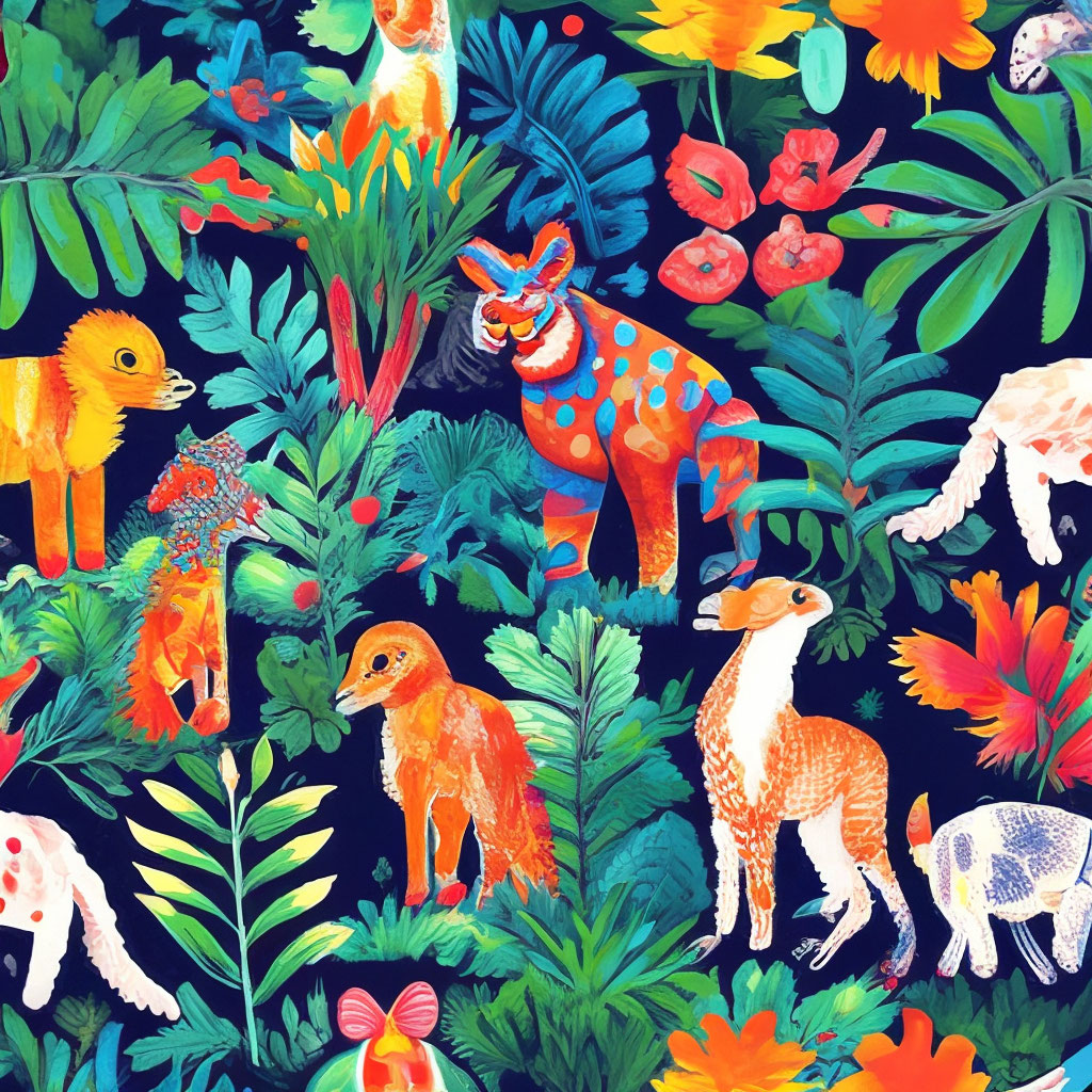 Паттерн тропики дикие животные …» — создано в Шедевруме