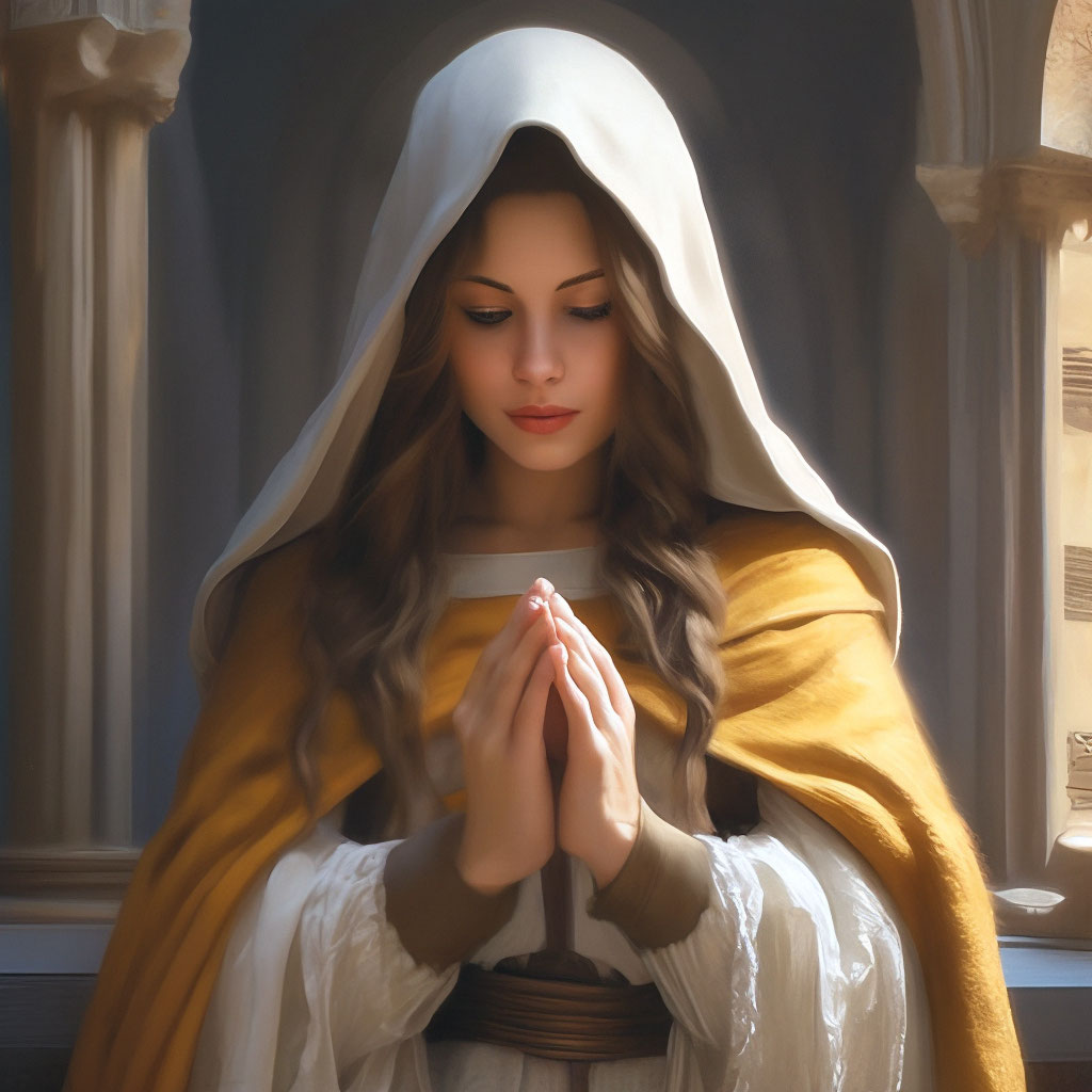 «Средневековая девушка, капюшон утро, …» — создано в Шедевруме