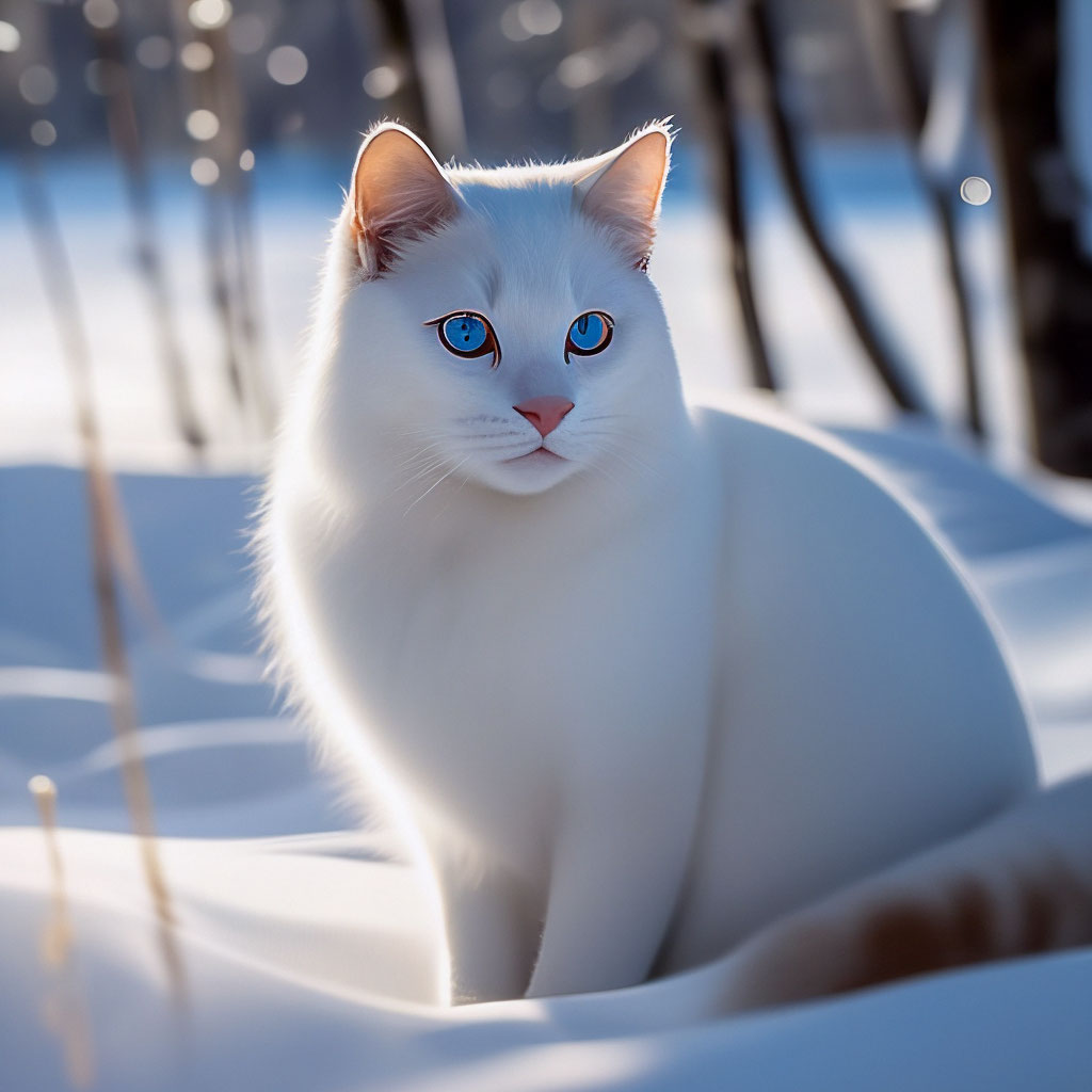 Белая кошка, Сидит, голубые глаза, …» — создано в Шедевруме