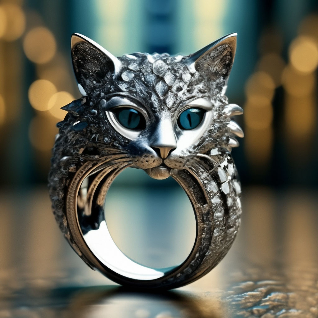 Кольцо, котик, белое золото, платина…» — создано в Шедевруме