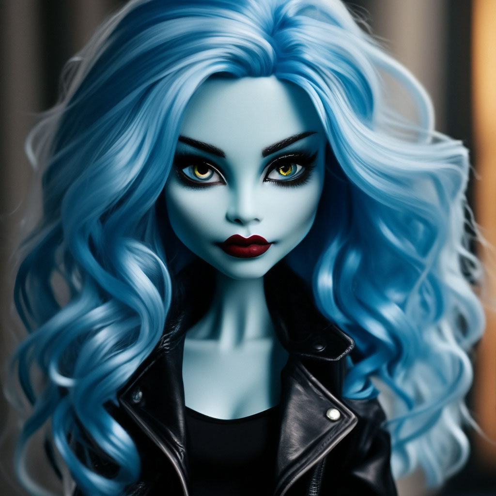 Monster high doll. gulia. blue hair image created in Shedevrum