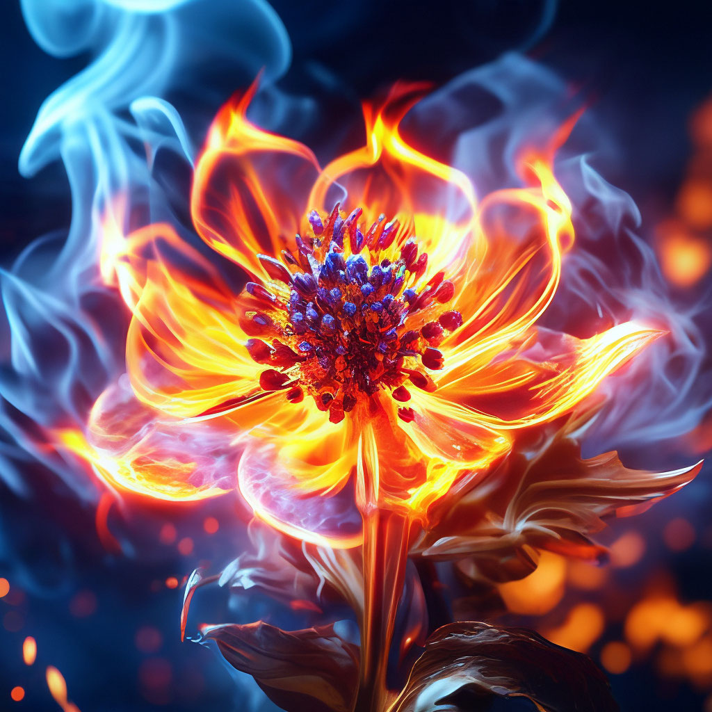 Fabulous bright fire flower, against…