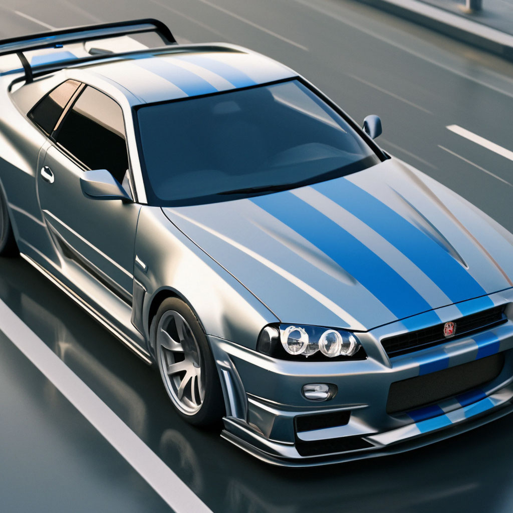 Серый nissan skyline GT-R r34 с двумя синими … | DMelon✓» — Шедеврум