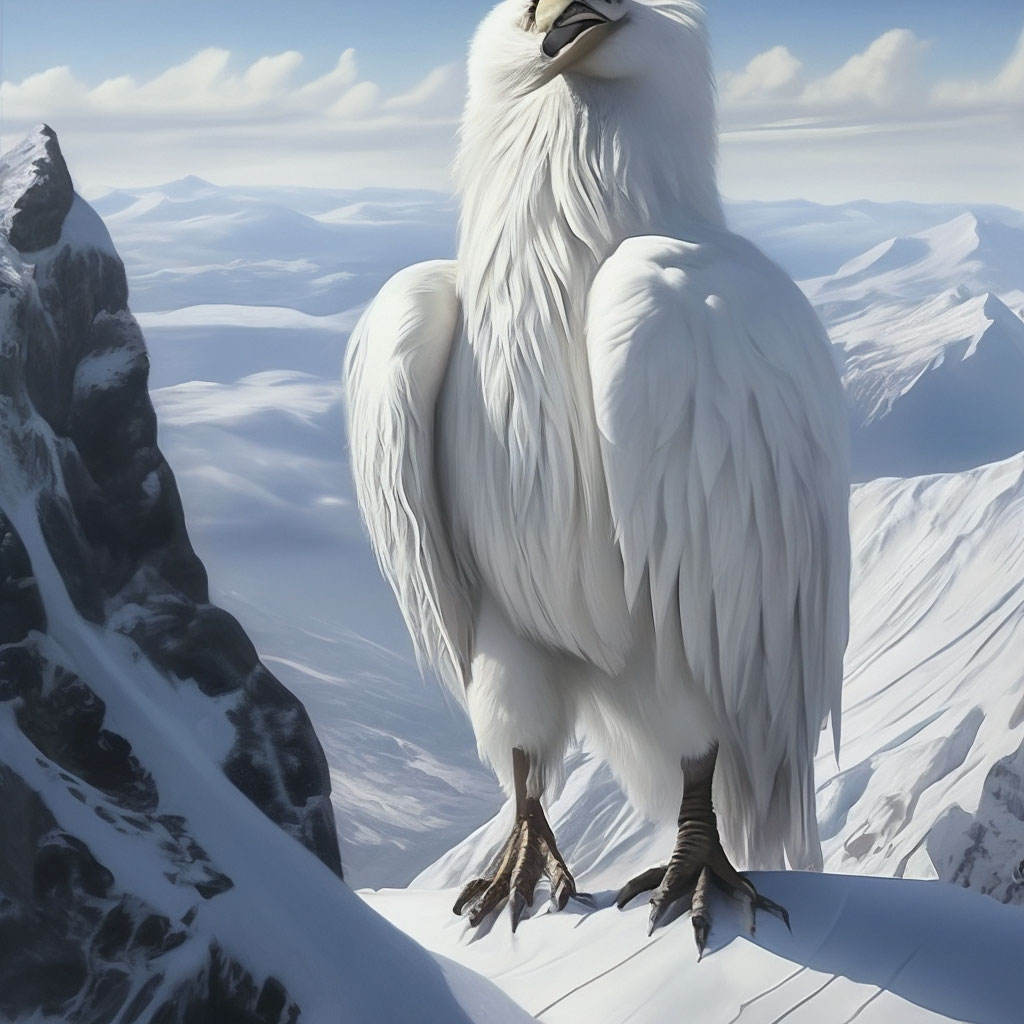 Огромная, белоснежная птица с длинным…» — создано в Шедевруме