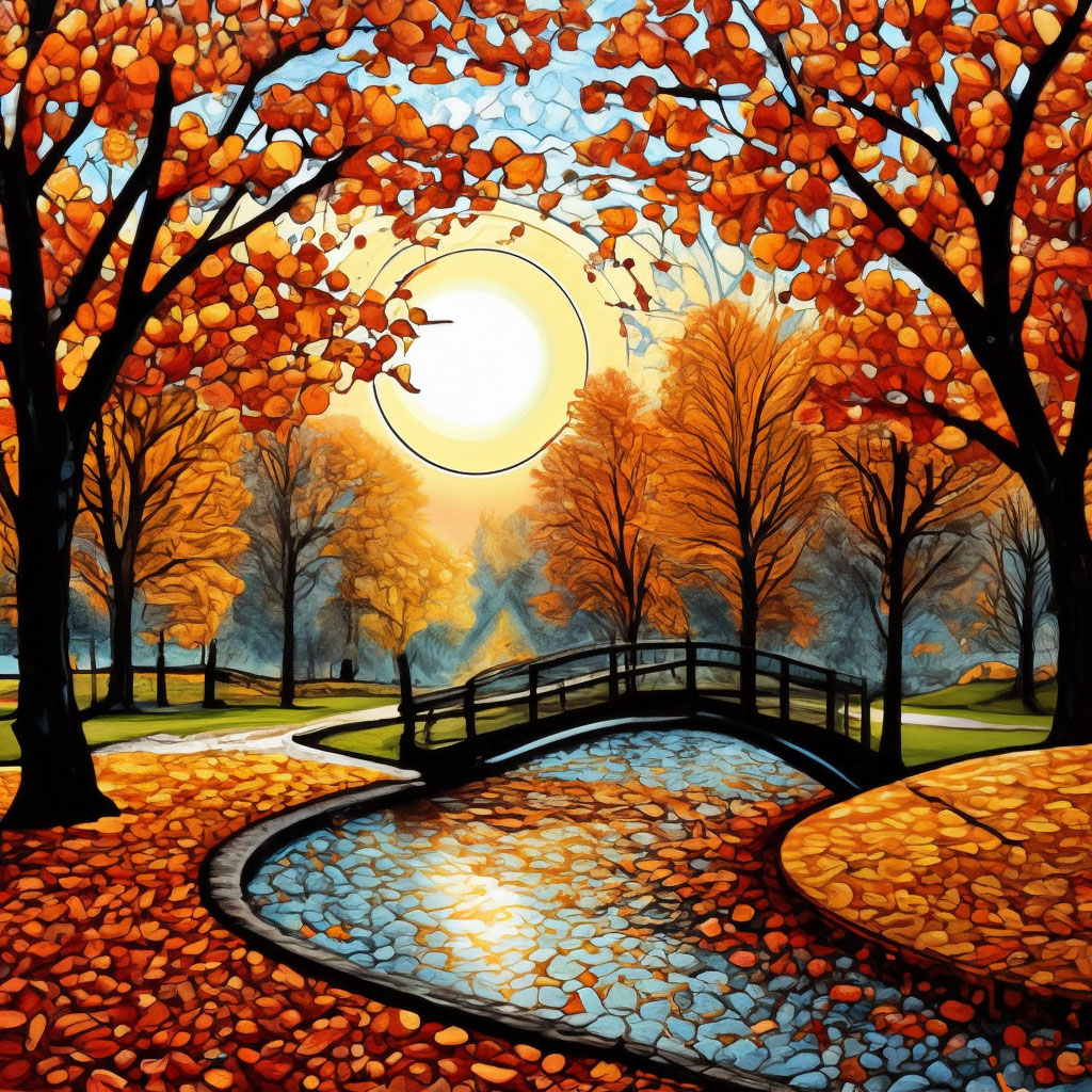 Осенний рассвет в парке,zentang art…» — создано в Шедевруме
