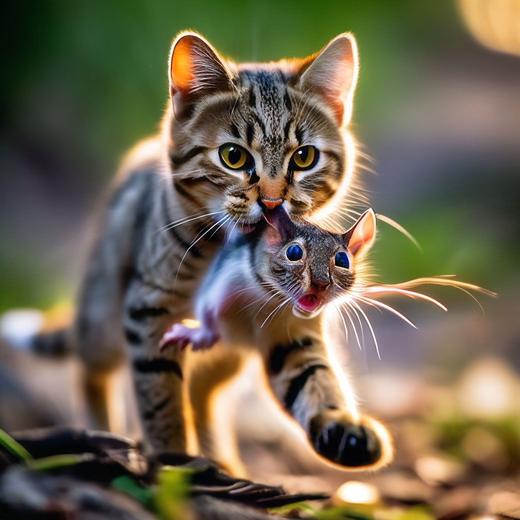 Настоящая охотница, кошка поймала …» — создано в Шедевруме