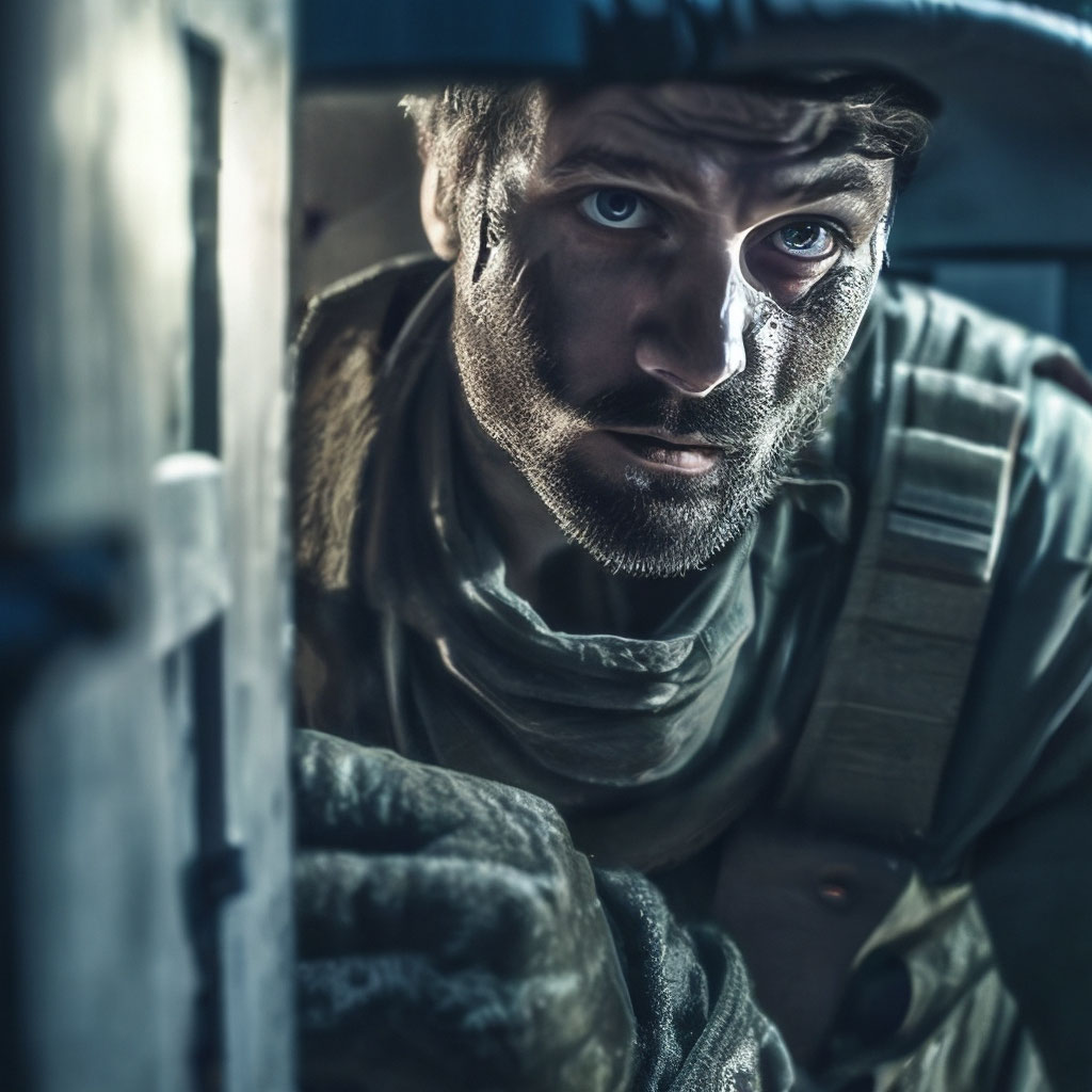 «Post apocalyptic Pripyat, close-up, professional photo of determined ...