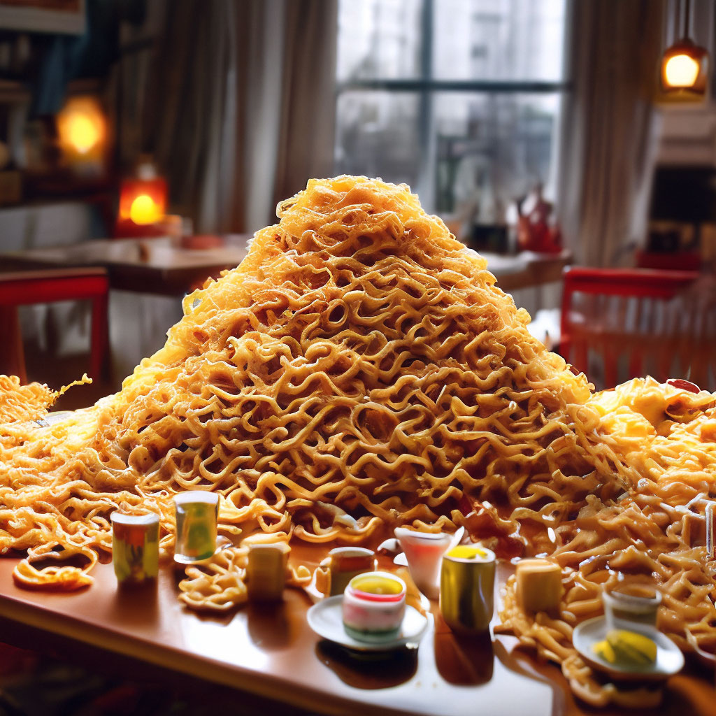 Брикет лапши и краска для создания декора