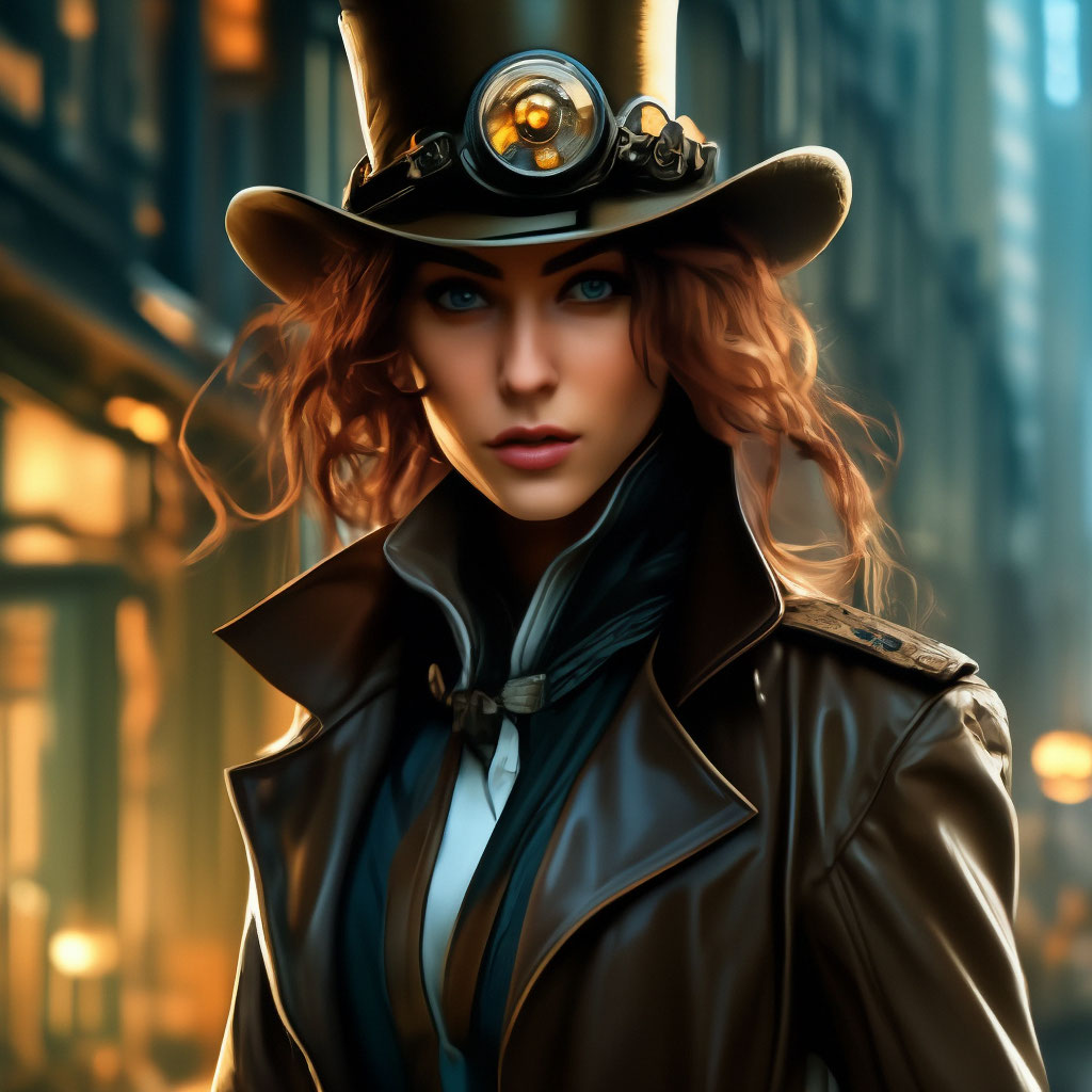 Steampunk Female Detective A Tough Cyborg Woman Detective Watchi..."