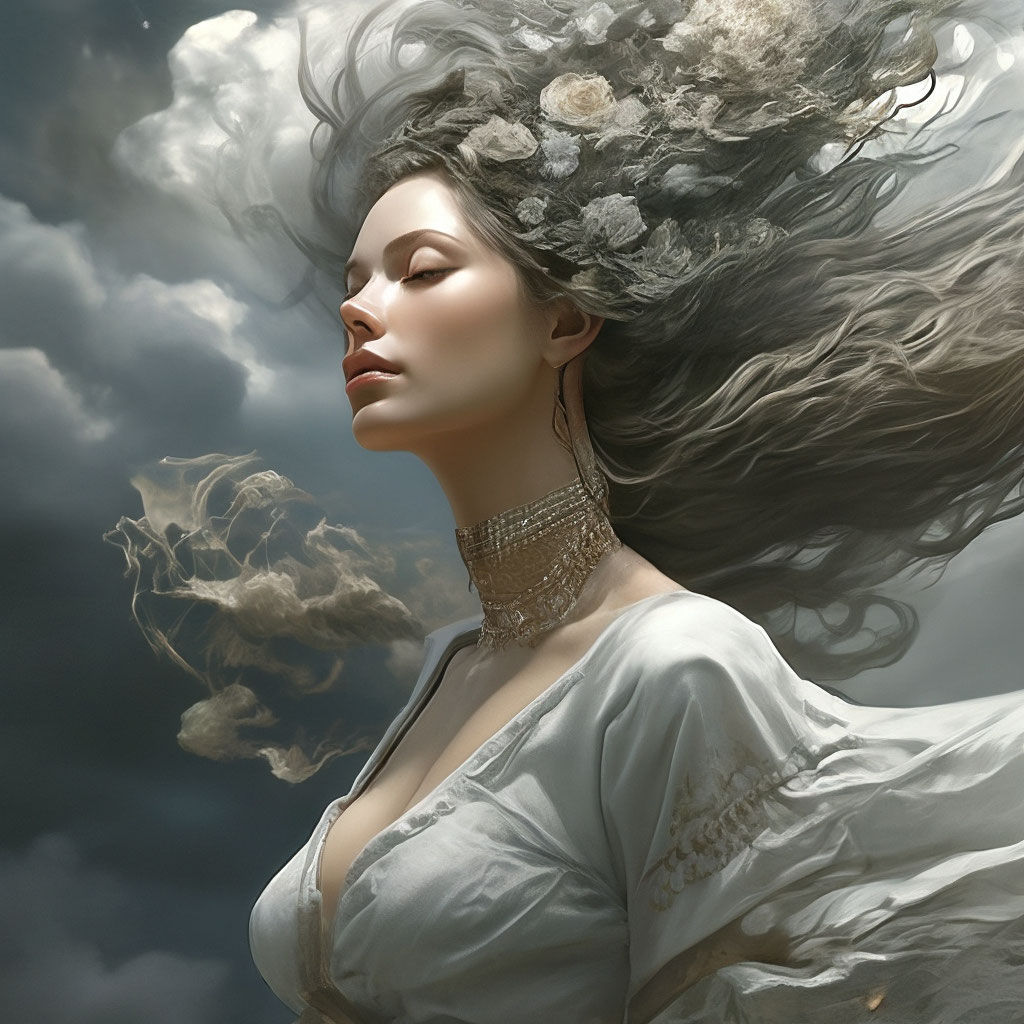 Foto Stock Портрет красивой девушки в пальто, дует ветер, разлетаются длинные волосы | Adobe Stock