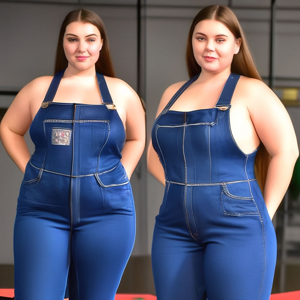 Tight short denim jumpsuit on the