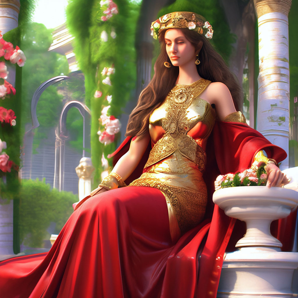 aphrodite greek goddess red dress The Greek Goddess lyubva Aphrodite in a Greek robe of red and gold, jewelry  …
