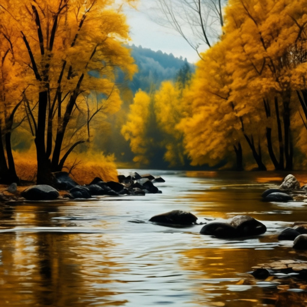 Осенний пейзаж. деревья, цвет жё…» — создано в Шедевруме