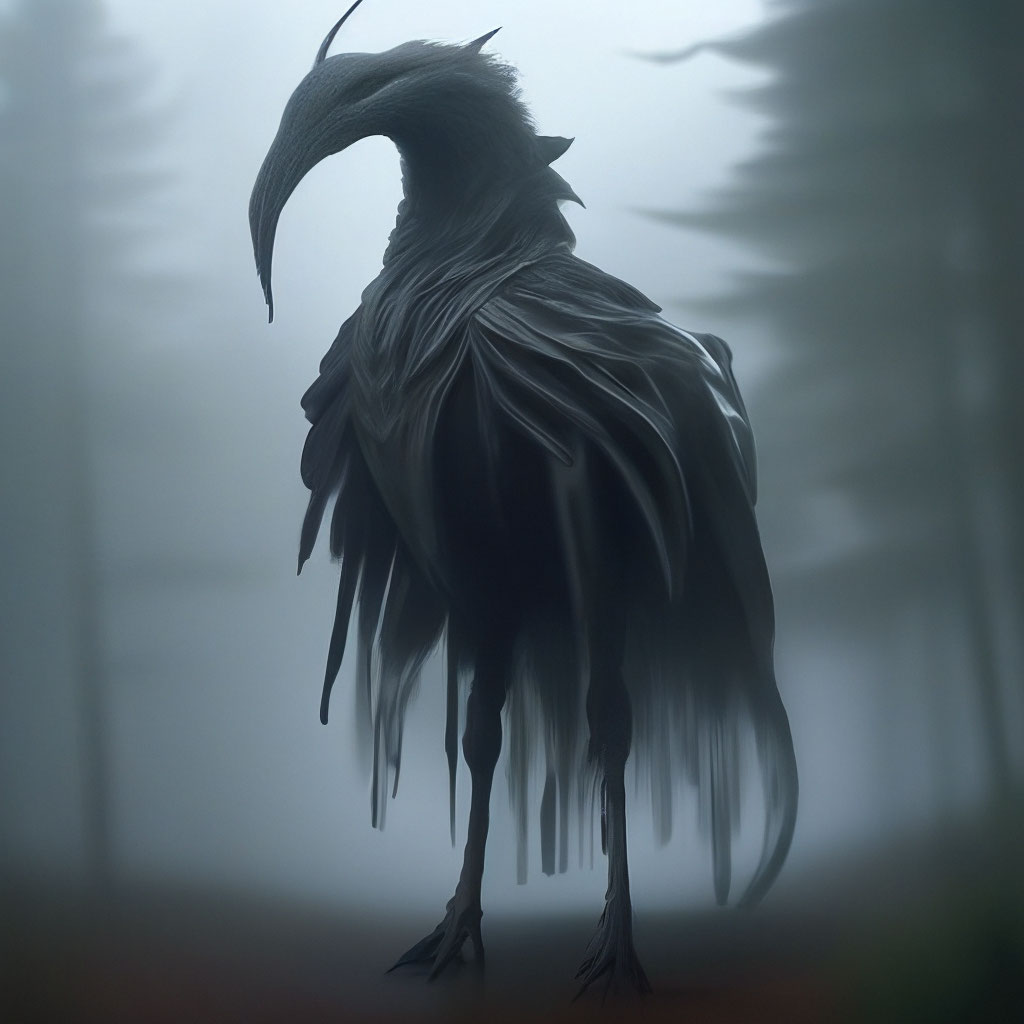 Страшная высокая шерстиная птица с …» — создано в Шедевруме