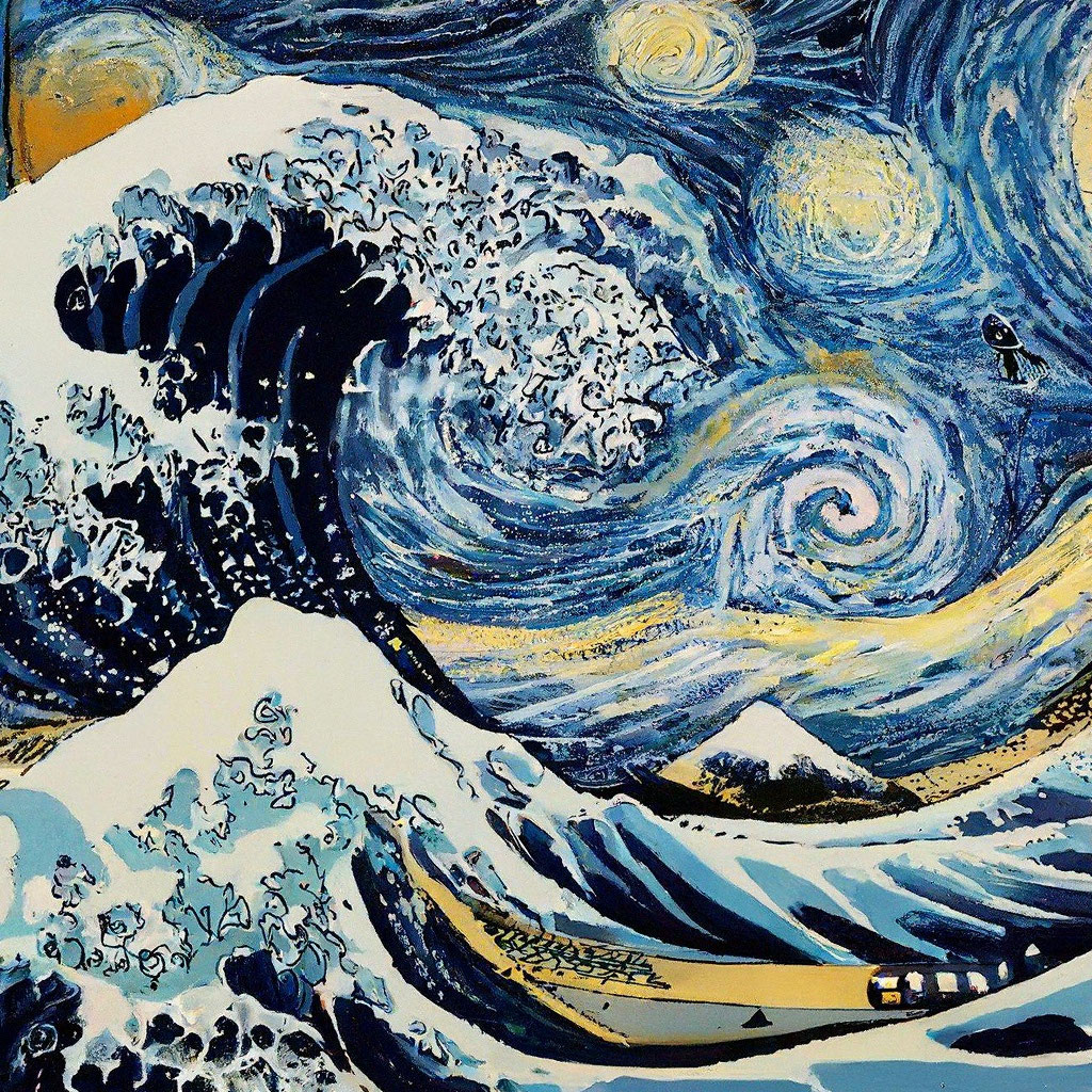 Картина большая волна в канагаве с…» — создано в Шедевруме