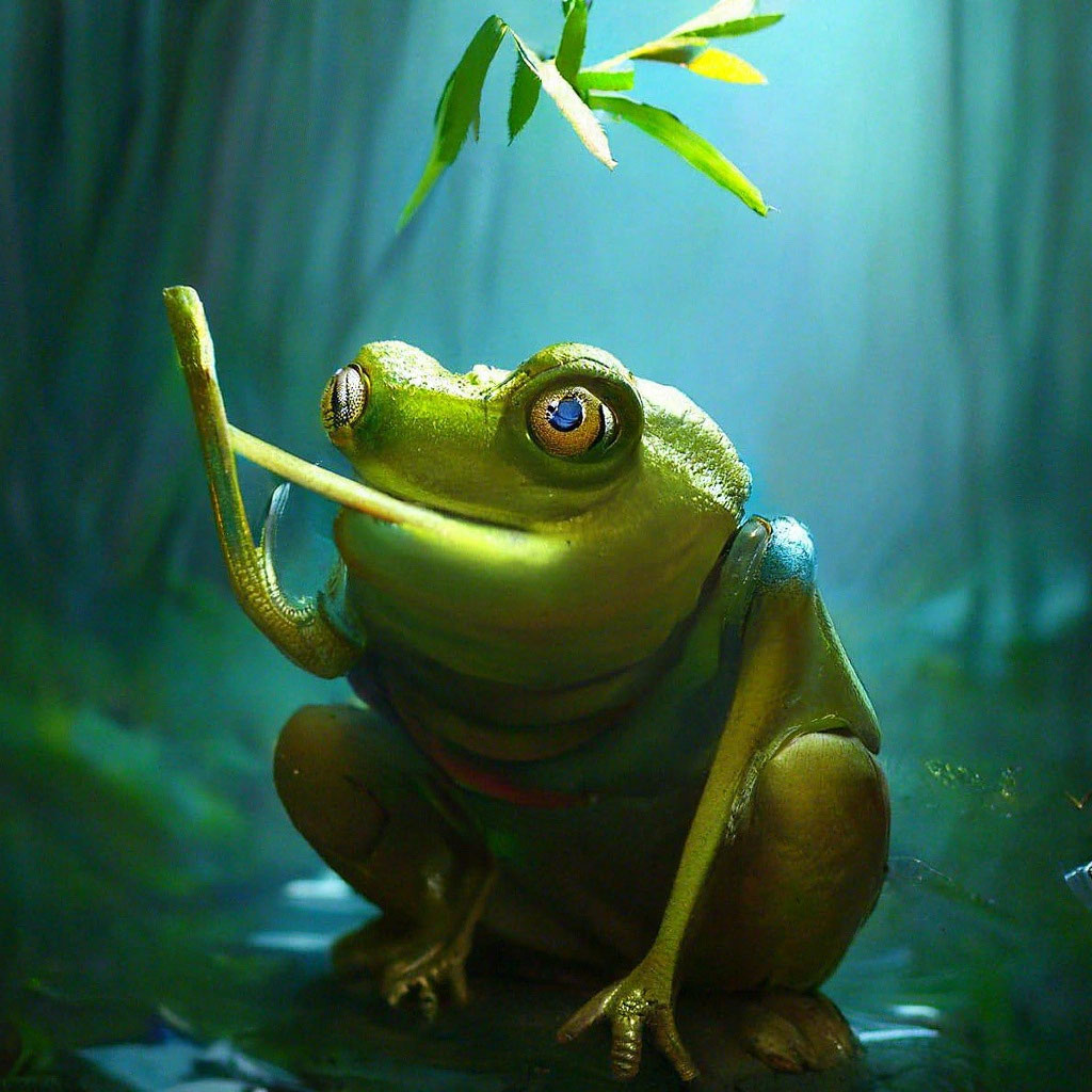 «Крутая лягушка курит бамбук» — создано в Шедевруме