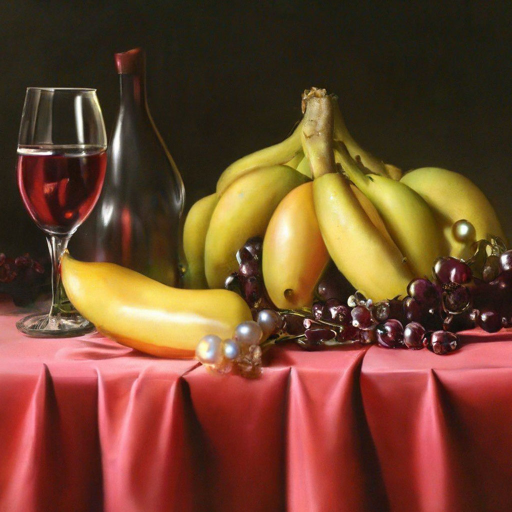 Натюрморт банан, груша, виноград и …» — создано в Шедевруме