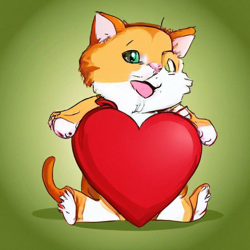 Котик в сердечке