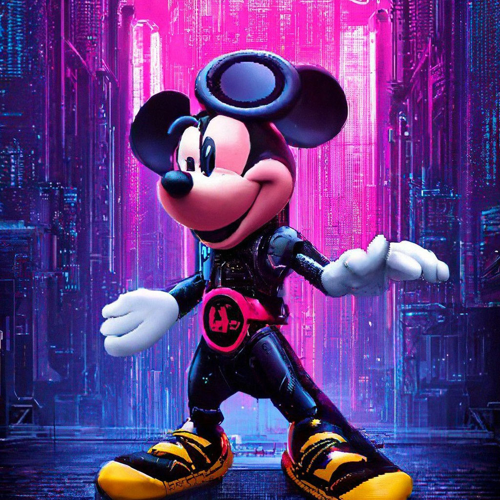 «Мики маус в стиле киберпанк» — картинка создана в Шедевруме