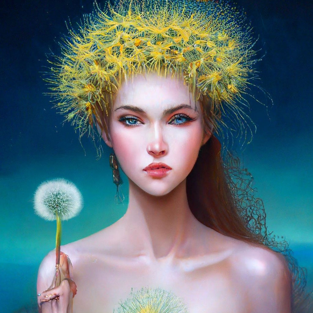 "Dandelion woman" - image created in Shedevrum