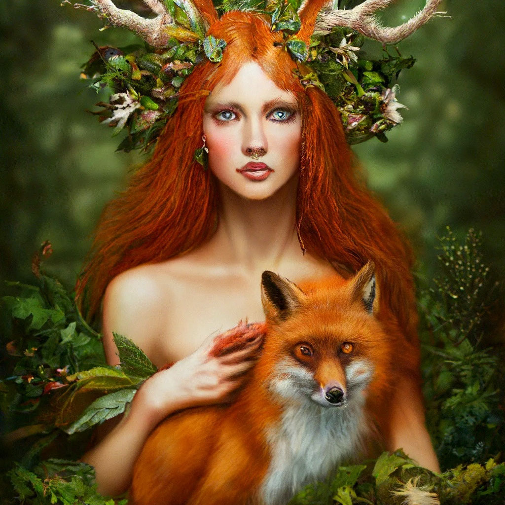 «Лиса лесная ведьма» — картинка создана в Шедевруме