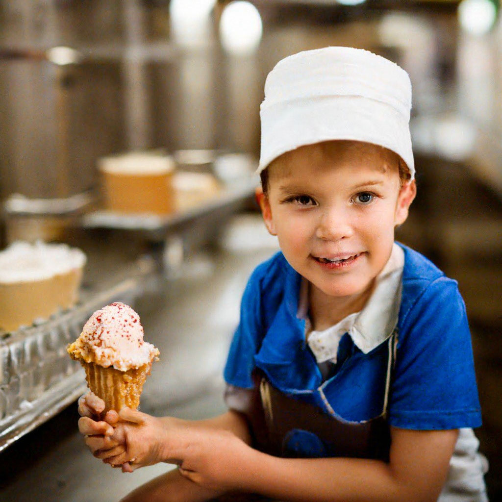 «Ребенок на фабрике мороженого» — создано в Шедевруме