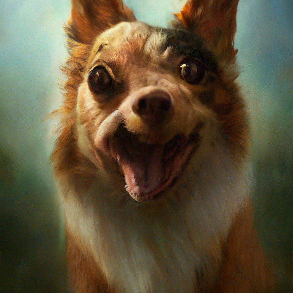 Очень счастливый пес, реалистично» — создано в Шедевруме