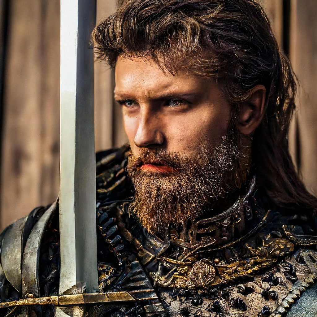 «Русский богатырь, в доспехах, темно-…» — создано в Шедевруме