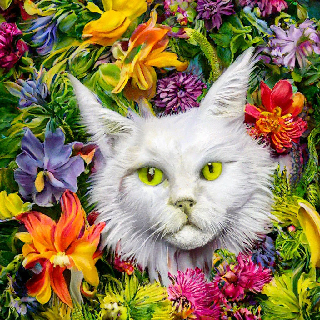 Котик в цветах картинки